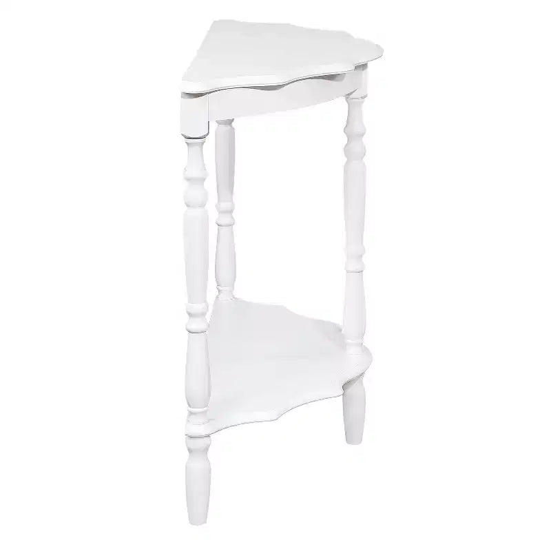Hostack 42'' Retro Curved Console Table with Cloud Design Top and Open Shelf Solid Wood Frame and Legs, Milk White