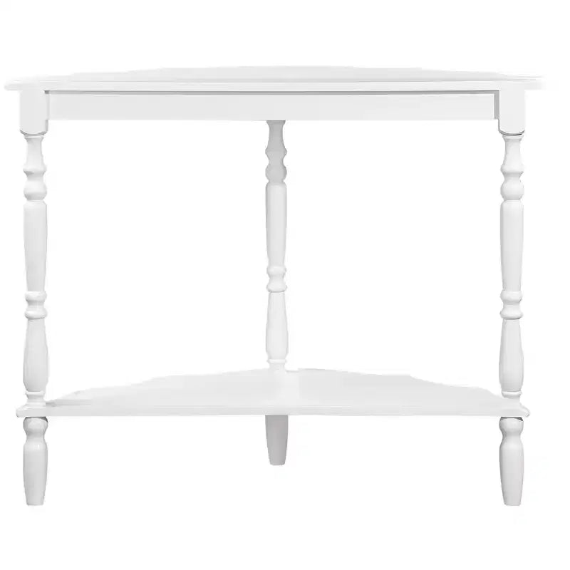 Hostack 42'' Retro Curved Console Table with Cloud Design Top and Open Shelf Solid Wood Frame and Legs, Milk White