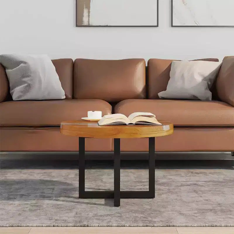 vidaXL Table Basse Table d'Appoint Table de Chevet Meuble de Salon Résine de Teck