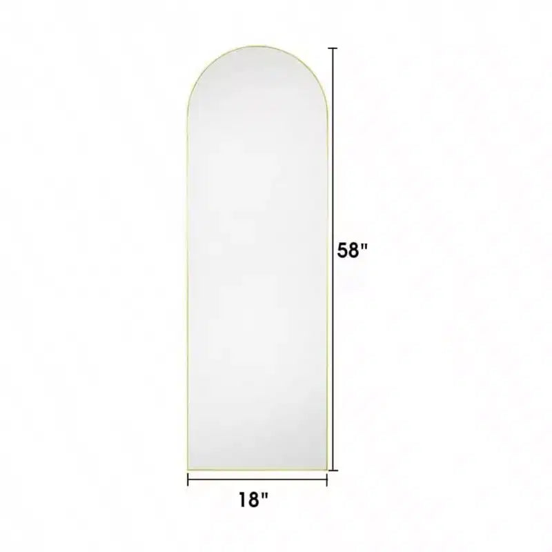 Arched Full Length Mirror 58 Inch 18 Inch Aluminum Frame Gold Wall Mounted Standing Mirror for Living Room Bedroom Hallway