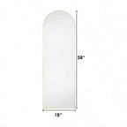 Arched Full Length Mirror 58 Inch 18 Inch Aluminum Frame Gold Wall Mounted Standing Mirror for Living Room Bedroom Hallway