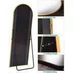 Arched Full Length Mirror 58 Inch 18 Inch Aluminum Frame Gold Wall Mounted Standing Mirror for Living Room Bedroom Hallway