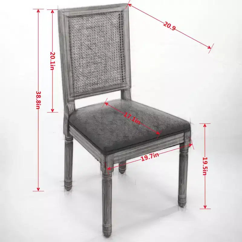 TUYOHW King Louis Chairs Set of 2,Rattan Back French Decor Side Chairs with Solid Rubberwood Legs,High Resilience Foam,300lbs Capacity