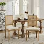 TUYOHW King Louis Chairs Set of 2,Rattan Back French Decor Side Chairs with Solid Rubberwood Legs,High Resilience Foam,300lbs Capacity