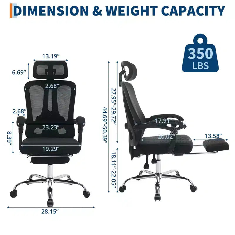 Chaise de bureau ergonomique à dossier haut avec dossier en maille, repose-pieds rétractable, appuie-tête et support lombaire réglables, grande chaise d'ordinateur à roulettes, beige