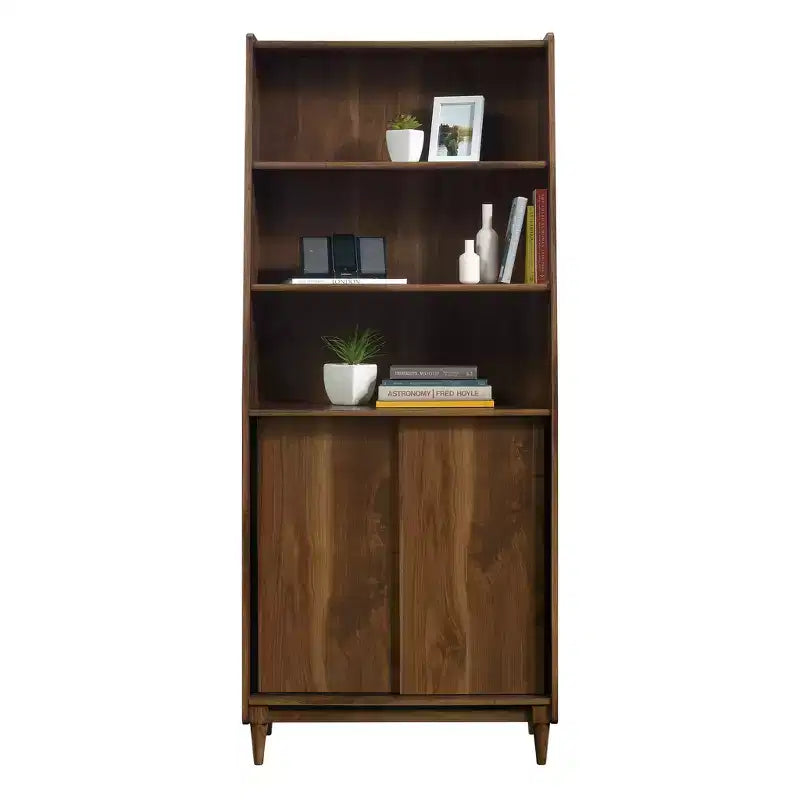 Bibliothèque en bois moderne avec portes coulissantes GDFStudio Ashton 70H