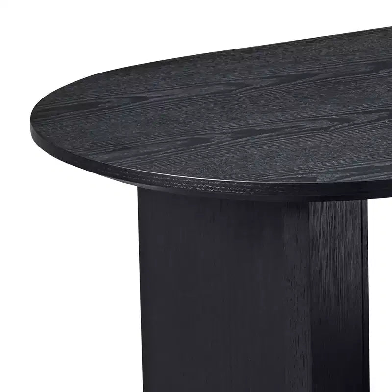MAYEERTY Table Basse Ovale Moderne 100 cm en Placage Bois avec Base en MDF Petite Table d'Appoint pour Salon, Appartement, Chambre à Coucher