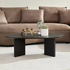 MAYEERTY Table Basse Ovale Moderne 100 cm en Placage Bois avec Base en MDF Petite Table d'Appoint pour Salon, Appartement, Chambre à Coucher