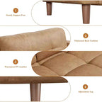 Canapé moderne 3 places avec 2 coussins de dossier amovibles pour salon, canapé en similicuir avec coussin à ressorts, assemblage facile pour petits espaces