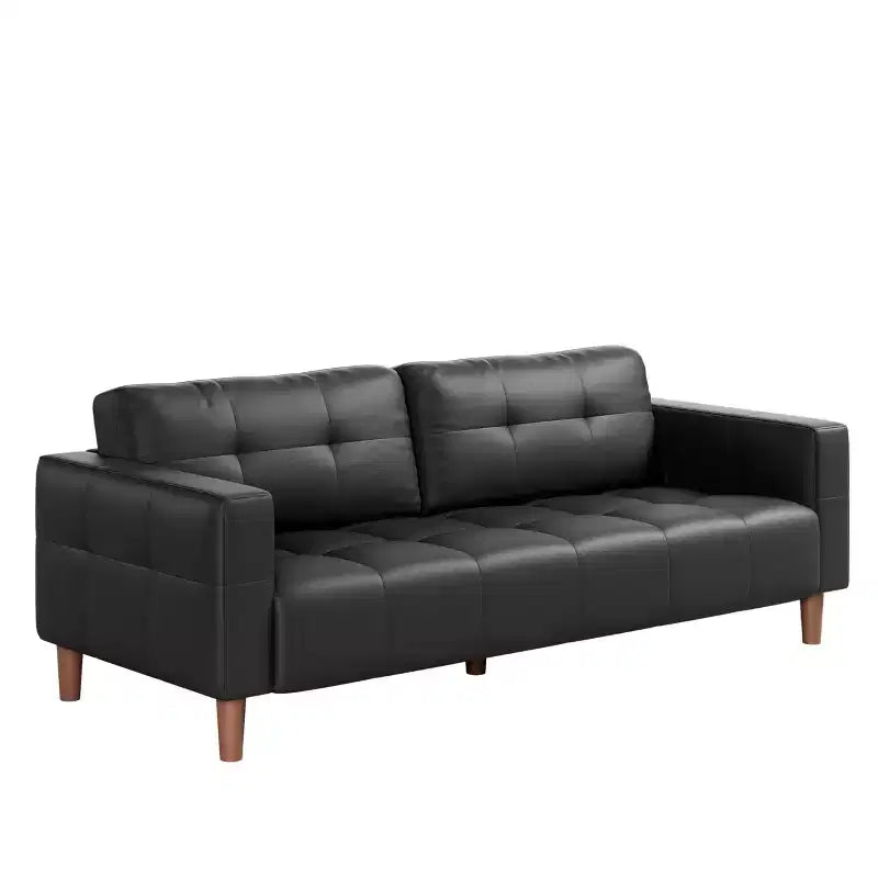Canapé moderne 3 places avec 2 coussins de dossier amovibles pour salon, canapé en similicuir avec coussin à ressorts, assemblage facile pour petits espaces
