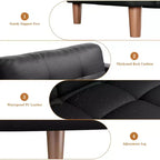 Canapé moderne 3 places avec 2 coussins de dossier amovibles pour salon, canapé en similicuir avec coussin à ressorts, assemblage facile pour petits espaces