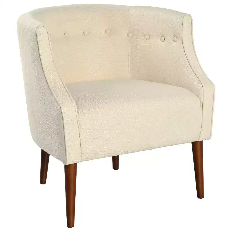MAYEERTY Modern Club Chair, Button-Tufted Back Tonal Piping Sturdy Birch Wood Legs, Living Room Bedroom Office
