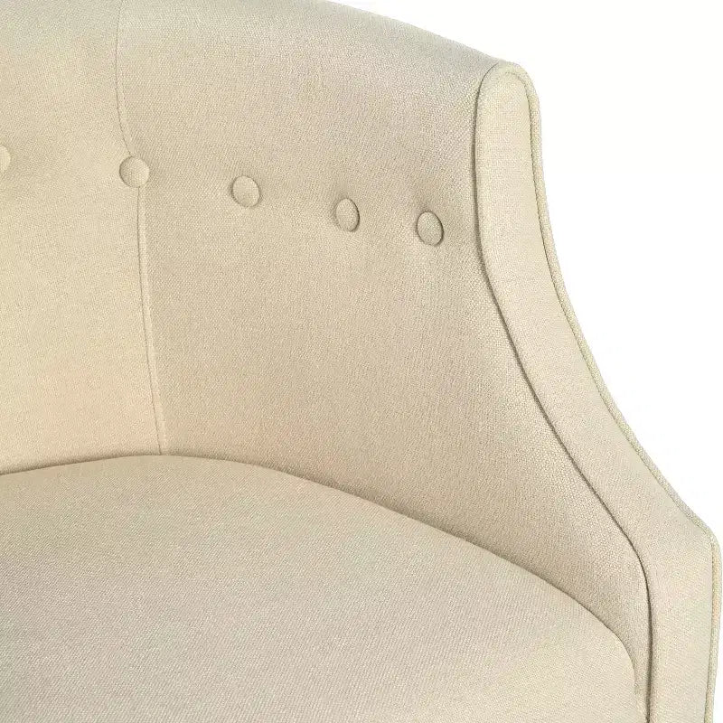 MAYEERTY Modern Club Chair, Button-Tufted Back Tonal Piping Sturdy Birch Wood Legs, Living Room Bedroom Office