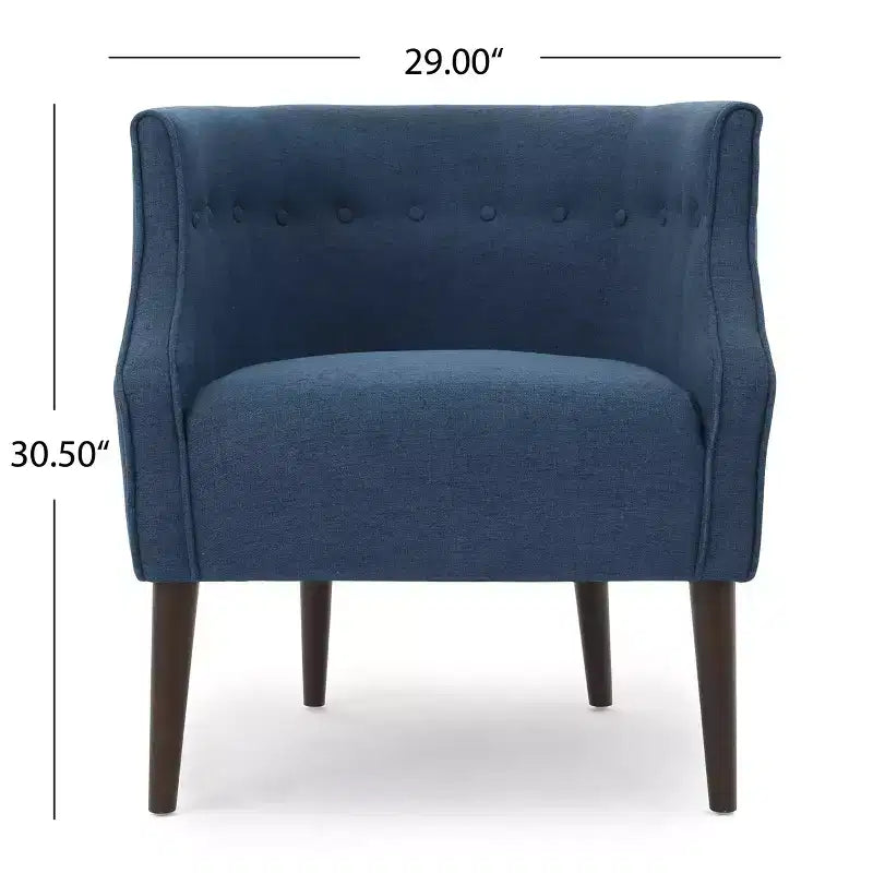 MAYEERTY Modern Club Chair, Button-Tufted Back Tonal Piping Sturdy Birch Wood Legs, Living Room Bedroom Office