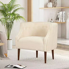 MAYEERTY Modern Club Chair, Button-Tufted Back Tonal Piping Sturdy Birch Wood Legs, Living Room Bedroom Office
