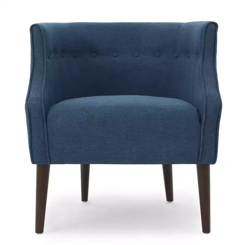 MAYEERTY Modern Club Chair, Button-Tufted Back Tonal Piping Sturdy Birch Wood Legs, Living Room Bedroom Office