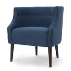 MAYEERTY Modern Club Chair, Button-Tufted Back Tonal Piping Sturdy Birch Wood Legs, Living Room Bedroom Office