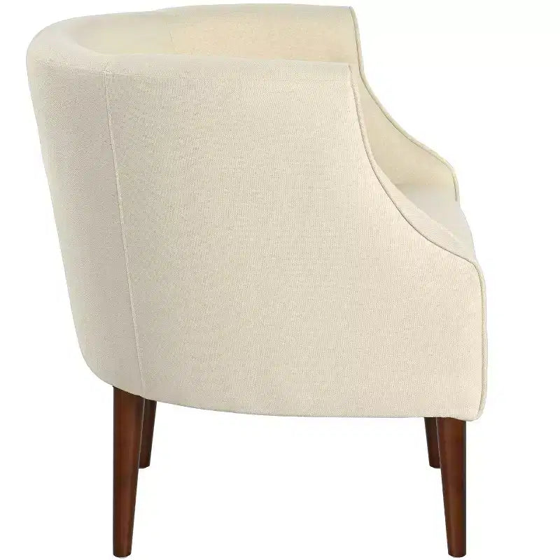 MAYEERTY Modern Club Chair, Button-Tufted Back Tonal Piping Sturdy Birch Wood Legs, Living Room Bedroom Office