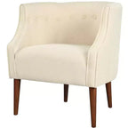 MAYEERTY Modern Club Chair, Button-Tufted Back Tonal Piping Sturdy Birch Wood Legs, Living Room Bedroom Office