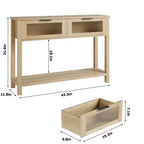 Console étroite moderne de 109 cm avec 2 tiroirs en verre - Table de canapé de rangement à 2 niveaux pour entrée, salon, couloir et vestibule