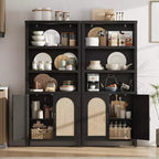 Bibliothèque et étagère double noire de 178 cm de haut avec portes, étagères de présentation ouvertes à 5 niveaux et armoires de rangement pour salon, bureau à domicile