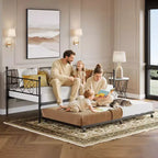 Lit de repos jumeau en métal avec lit gigogne, support à lattes en acier de qualité supérieure, lit gigogne peu encombrant pour salon, chambre à coucher et chambre d'amis