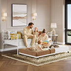 Lit de repos jumeau en métal avec lit gigogne, support à lattes en acier de qualité supérieure, lit gigogne peu encombrant pour salon, chambre à coucher et chambre d'amis
