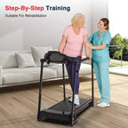 Tapis de marche Redliro pour seniors avec de longues barres d'appui, tapis de course pliable inclinable, tapis de course compact de 120 kg pour l'exercice à domicile