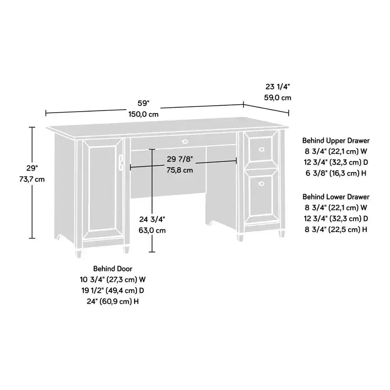 GDFStudio Marlow 59 Computer Desk with Drawers and Keyboard Tray