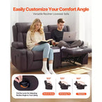 VEVOR Loveseat Recliner Sofa, PU Faux Leather Recliner Sofa with USB Ports, Cup Holders and Storage Bags, Brown