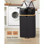 Laundry Hamper with 2 Lids, 39 Gal Dual Compartment Basket with Removable Liners, for Laundry Room Bedroom Living Room