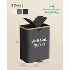 Laundry Hamper with 2 Lids, 39 Gal Dual Compartment Basket with Removable Liners, for Laundry Room Bedroom Living Room