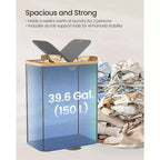 Laundry Hamper with 2 Lids, 39 Gal Dual Compartment Basket with Removable Liners, for Laundry Room Bedroom Living Room