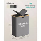 Laundry Hamper with 2 Lids, 39 Gal Dual Compartment Basket with Removable Liners, for Laundry Room Bedroom Living Room
