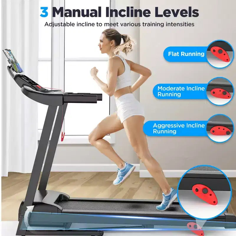 3.75HP Folding Treadmill with 300lbs Capacity, 71 Programs Treadmill for Home with Incline, Intelligent APP control, Bluetooth & HiFi Stereo Speakers