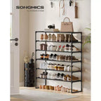 6-Tier Stackable Shoe Rack, 36.2 Inch Metal Shoe Organizer with 22 lb per Tier Capacity, Upright & Reversible for Entryway, Black