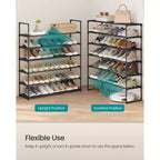 6-Tier Stackable Shoe Rack, 36.2 Inch Metal Shoe Organizer with 22 lb per Tier Capacity, Upright & Reversible for Entryway, Black
