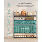 6-Tier Stackable Shoe Rack, 36.2 Inch Metal Shoe Organizer with 22 lb per Tier Capacity, Upright & Reversible for Entryway, Black
