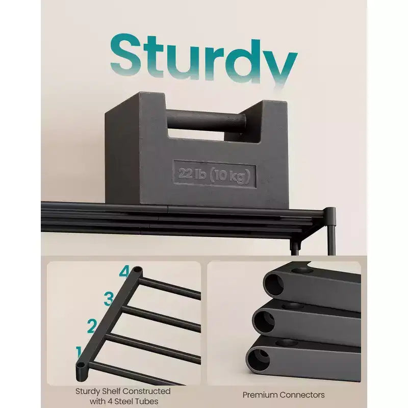 6-Tier Stackable Shoe Rack, 36.2 Inch Metal Shoe Organizer with 22 lb per Tier Capacity, Upright & Reversible for Entryway, Black