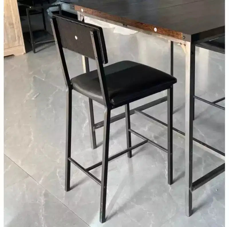 Upholstered High Bar Stools - Iron & Sponge Padding