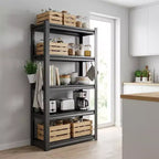VIYET 63 5-Tier Heavy-Duty Metal Storage Shelves - 2000lbs Capacity Adjustable Shelving Unit for Garage, Kitchen & Pantry, Black
