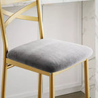 Bar Stools Set of 2, Counter Height Barstools w/Footrest & Back, Modern Upholstered Bar Chairs, Metal Bar Stools for Kitchen Counter, Island