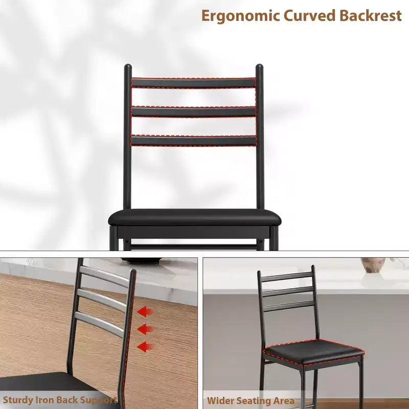 Bar Stools Set of 2, Counter Height Barstools w/Footrest & Back, Modern Upholstered Bar Chairs, Metal Bar Stools for Kitchen Counter, Island