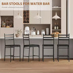 Bar Stools Set of 2, Counter Height Barstools w/Footrest & Back, Modern Upholstered Bar Chairs, Metal Bar Stools for Kitchen Counter, Island