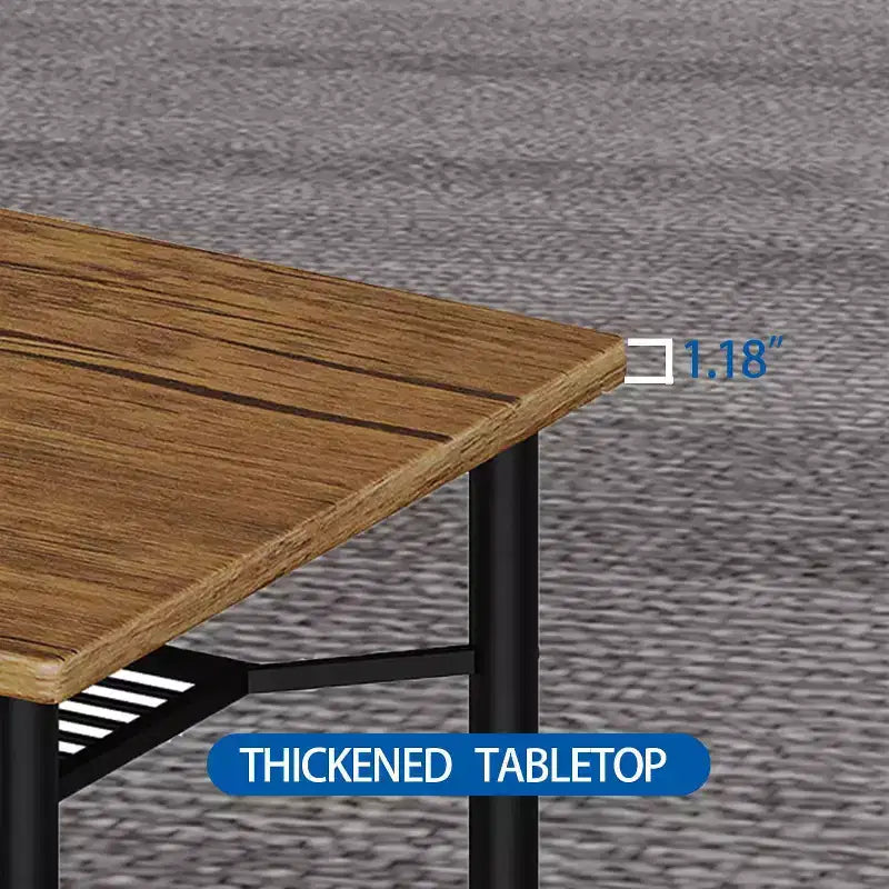 Ensemble table à manger et 2 chaises avec pieds réglables, table carrée rustique en bois 3 pièces et 2 chaises avec casier à vin sous la table pour