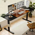 MAYEERTY Double Beam Single Motor 55 Electric Standing Desk Height Adjustable Desk for Home and Office Desk Frame with Sliced Board Black and Brown
