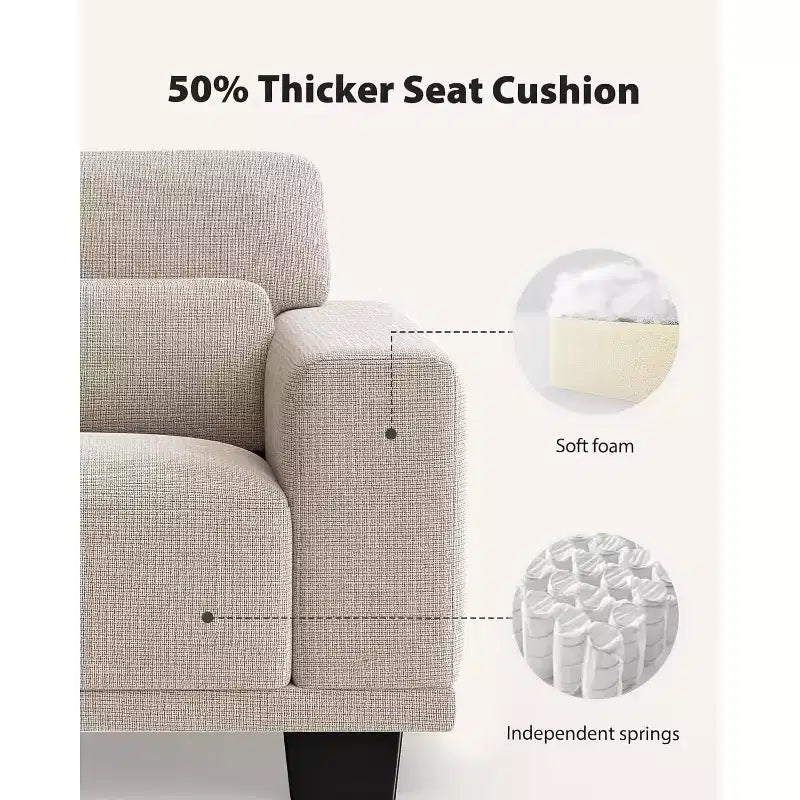65 inch living room sofa, 2-seater sofa with wide armrests and deep seats, comfortable sofa, sofa with detachable and washable lid