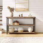 Long Console Table, Wooden Fluted Entryway Table, Sofa Table Behind Couch, Entry Foyer Table for Entryway, Hallway, Living Room