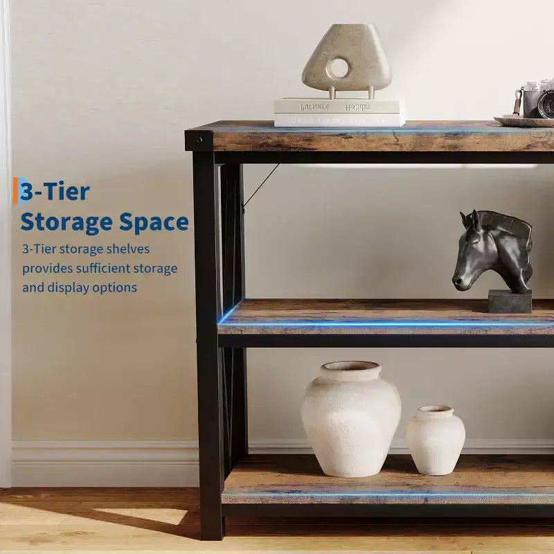 Long Console Table, Wooden Fluted Entryway Table, Sofa Table Behind Couch, Entry Foyer Table for Entryway, Hallway, Living Room