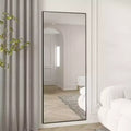 MAYEERTY Black 23.62 x 70.87 Inch Rectangular Thin Edged Aluminum Alloy Full Length Mirror with Stand for Living Room and Bedroom Wall Decor